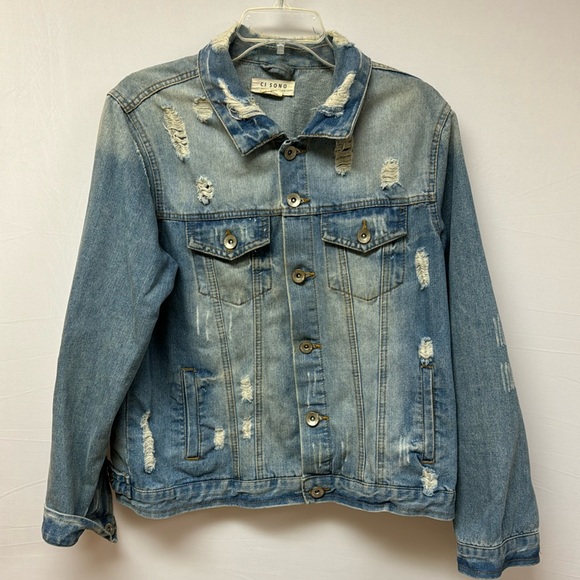 Ci Sono Distressed Washed  Denim Jacket Size Small - Picture 1 of 4